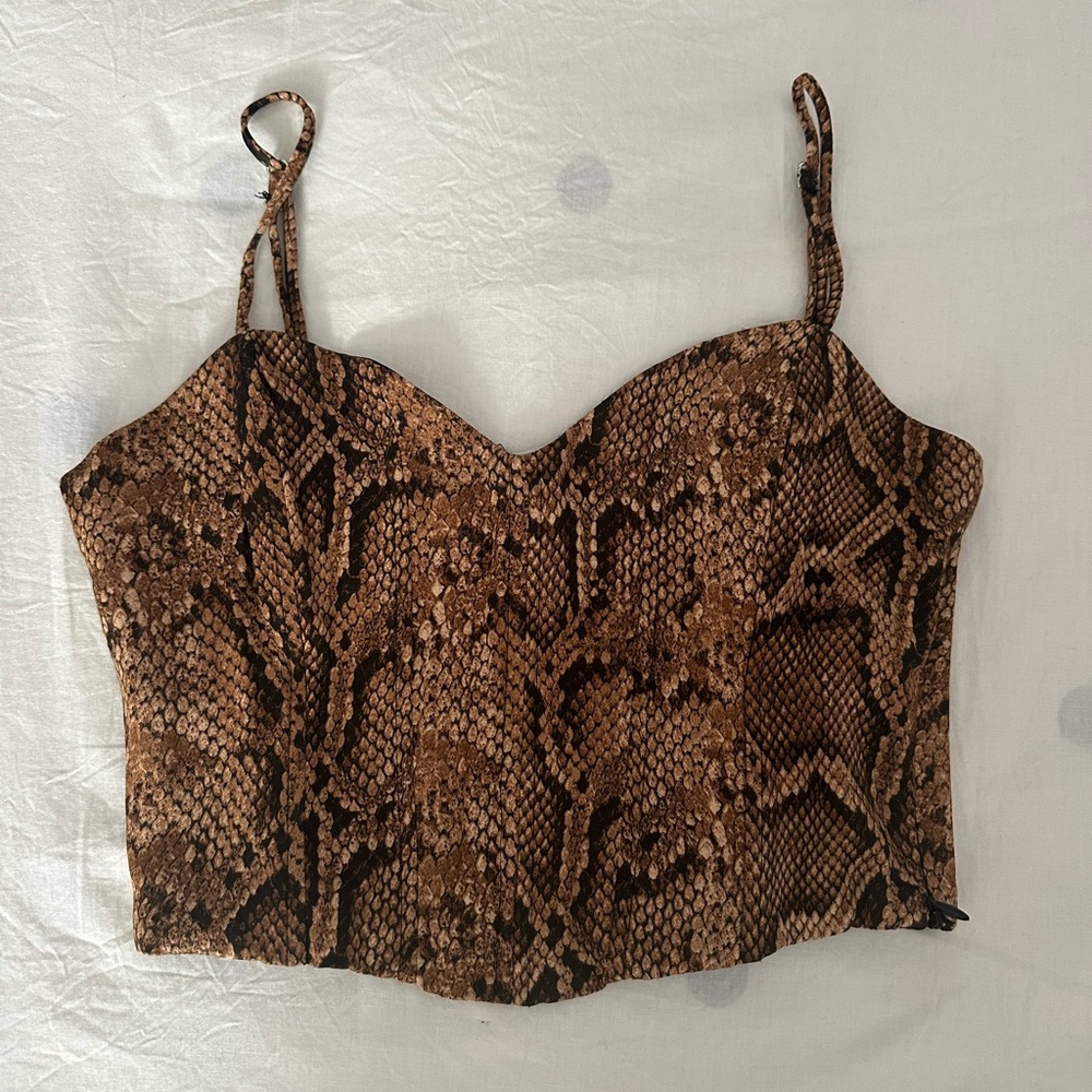Zara Brown Snake Print Bustier
